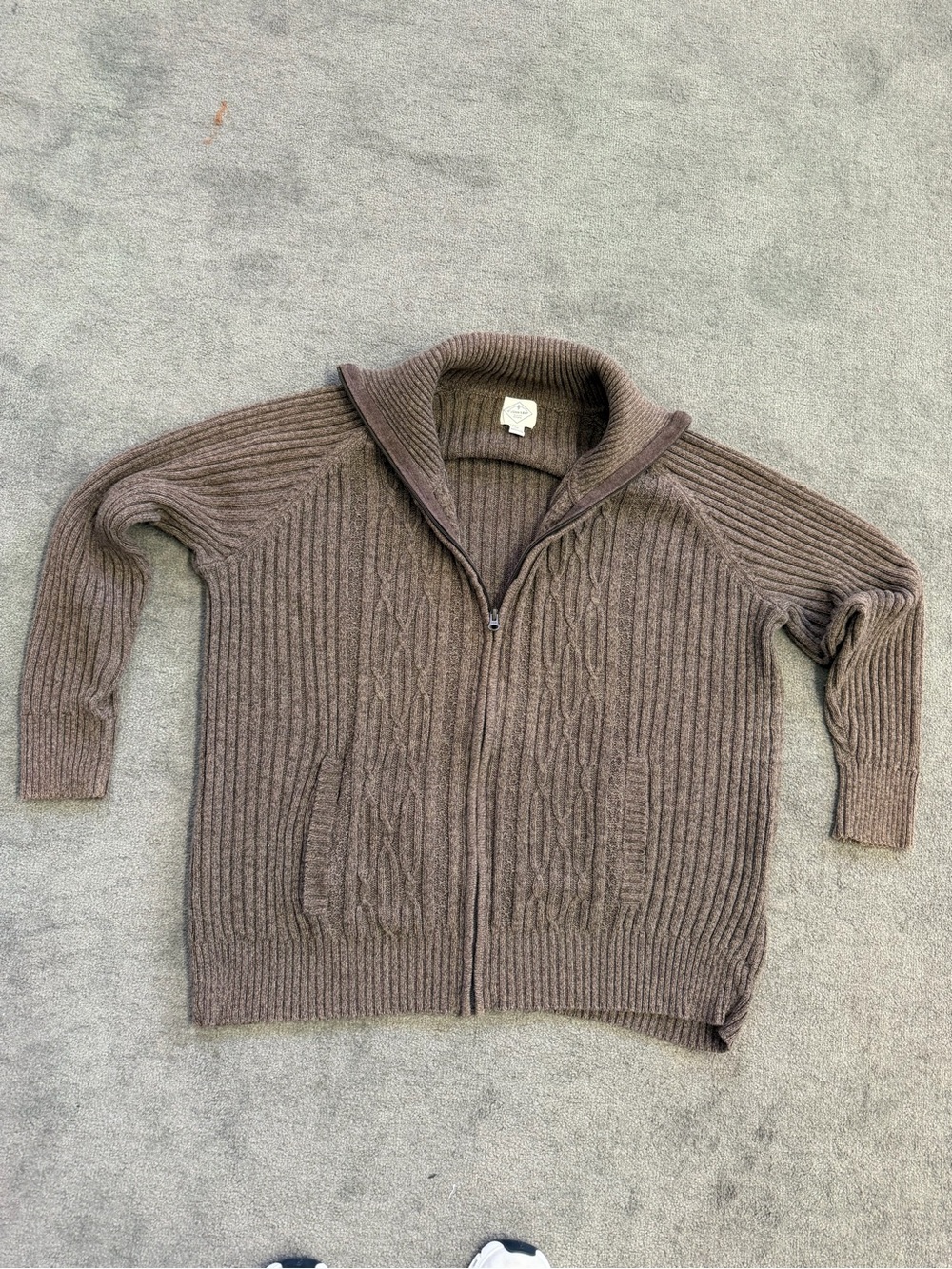 St. John's Bay Women's Brown Rib-Knit Mock Neck Full Zip Sweater w/Pockets 3X